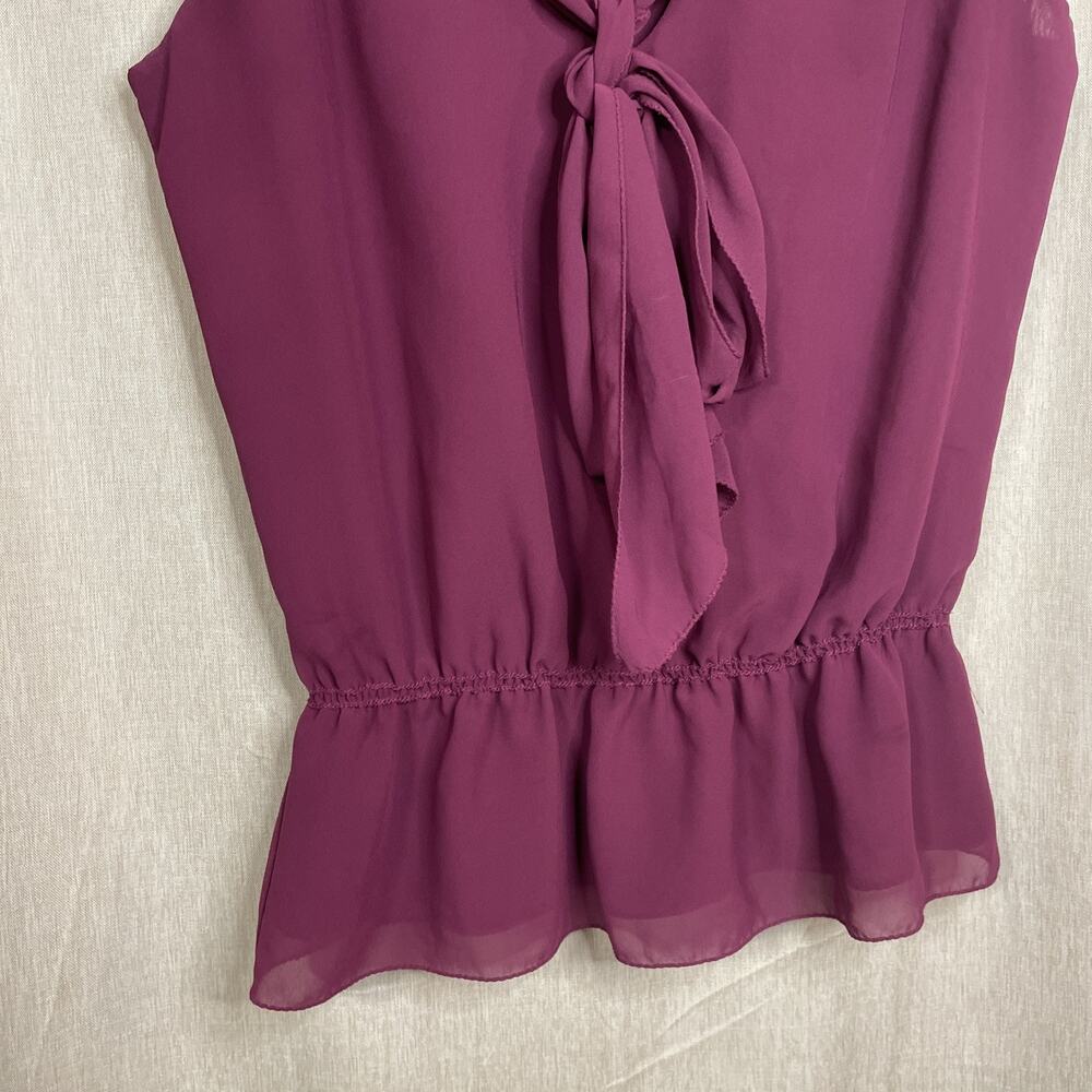 Sophia Max Women’s Fairy Sleeveless Top Medium Magenta Textured Bow Tie Cottage